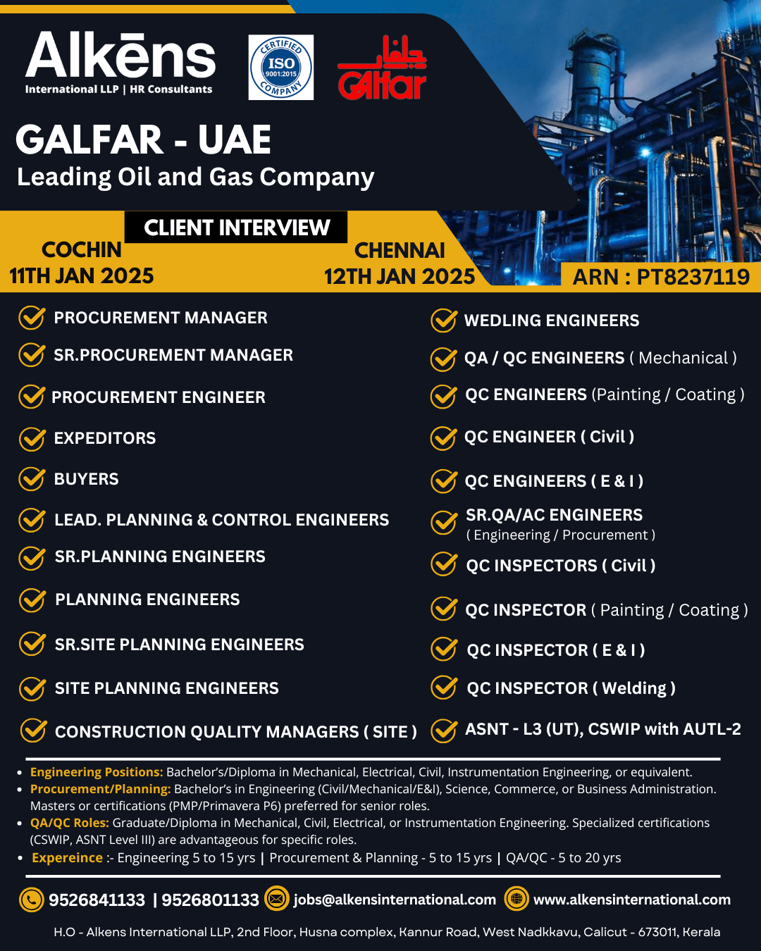 HIRING FOR GALFAR - UAE