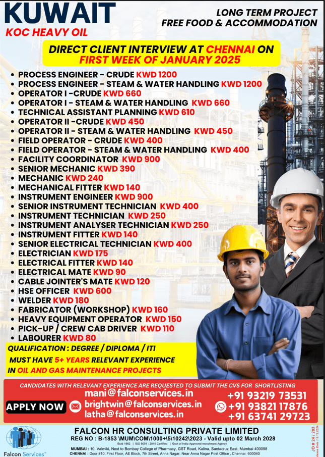 HIRING FOR KOC HEAVY OIL PROJECT