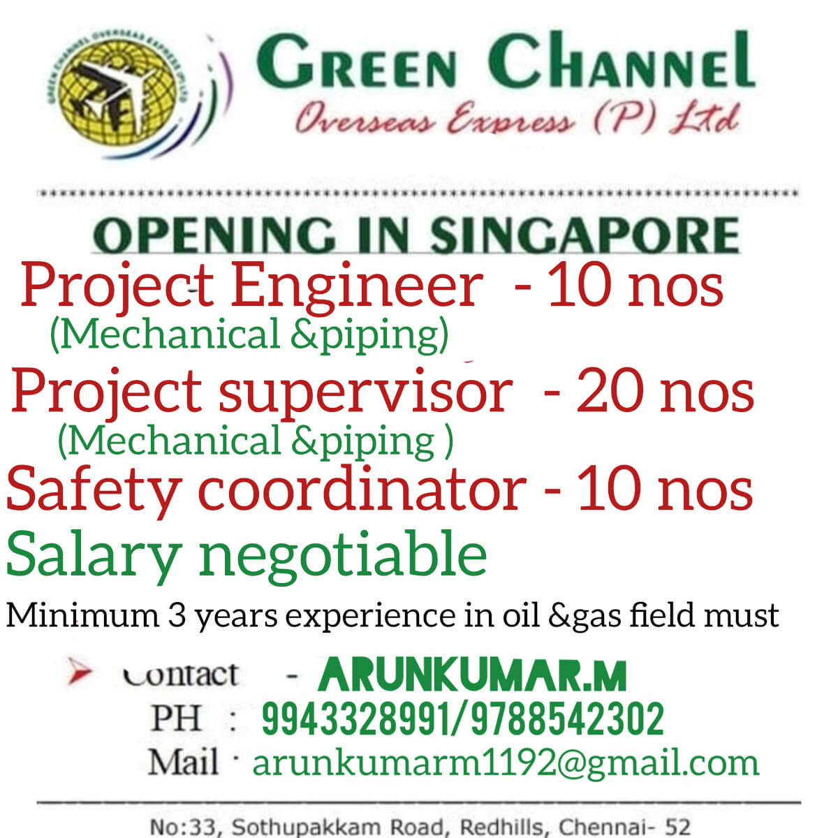 Project engineer ,Project supervisor, safety coordinator