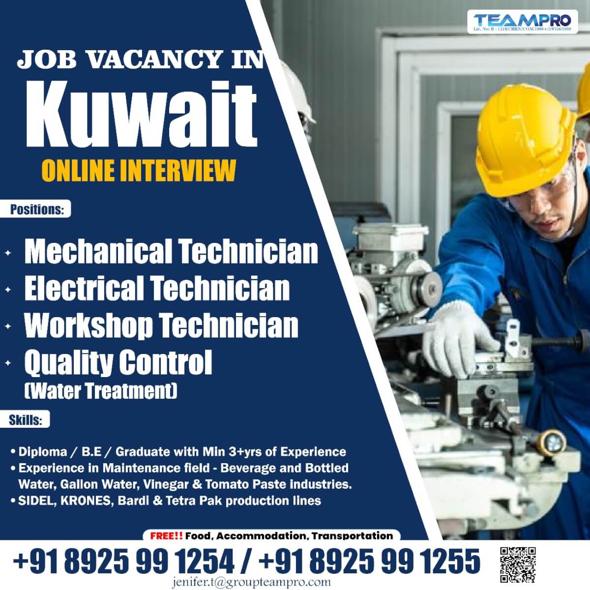 urgent requirement for Mechanical technician in kuwait