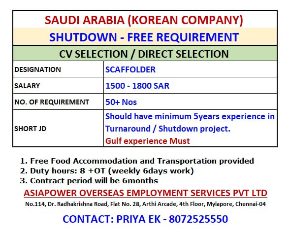 FREE REQUIREMENT - SAUDI ARABIA