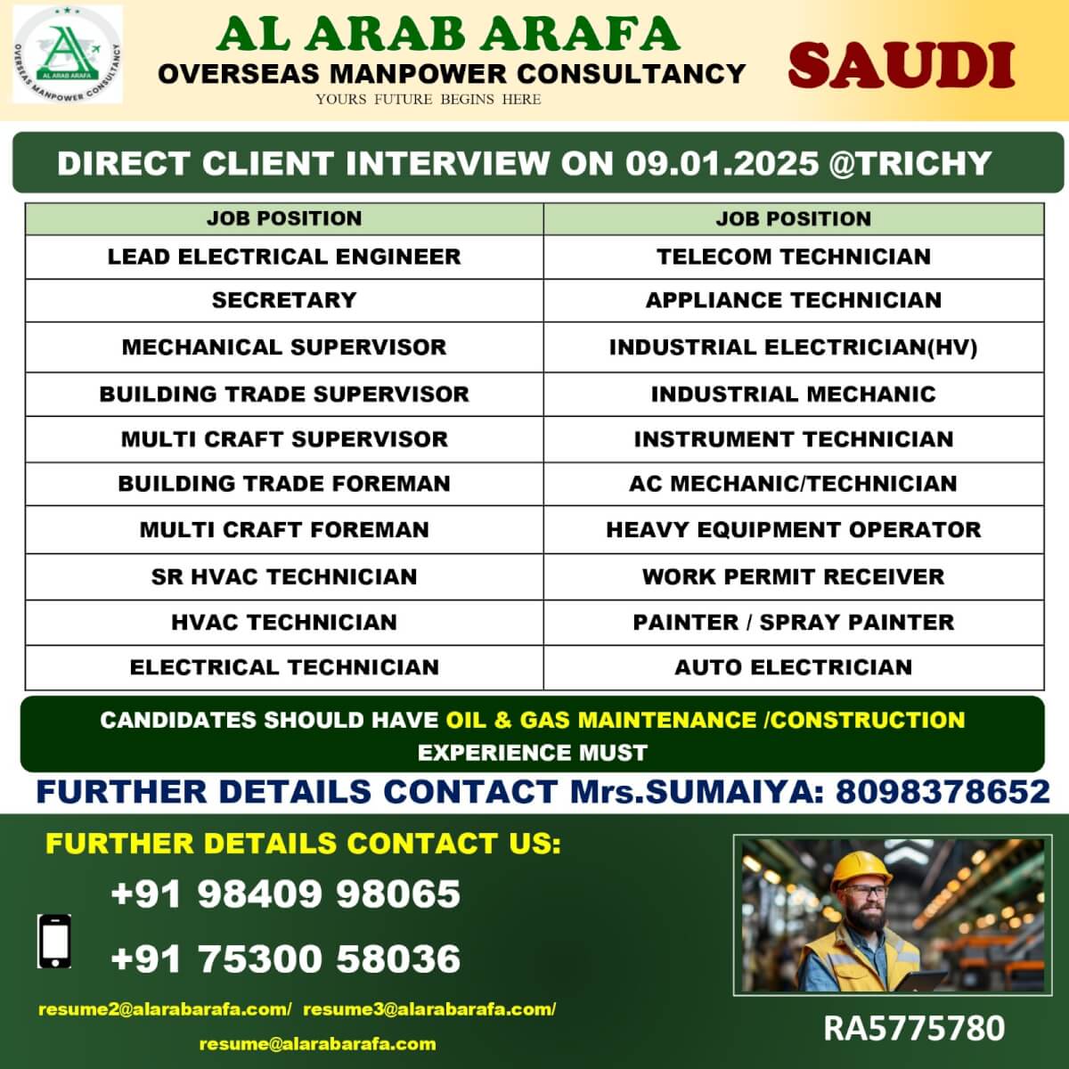 DIRECT CLIENT INTERVIEW ON 09.01.2025@TRICHY