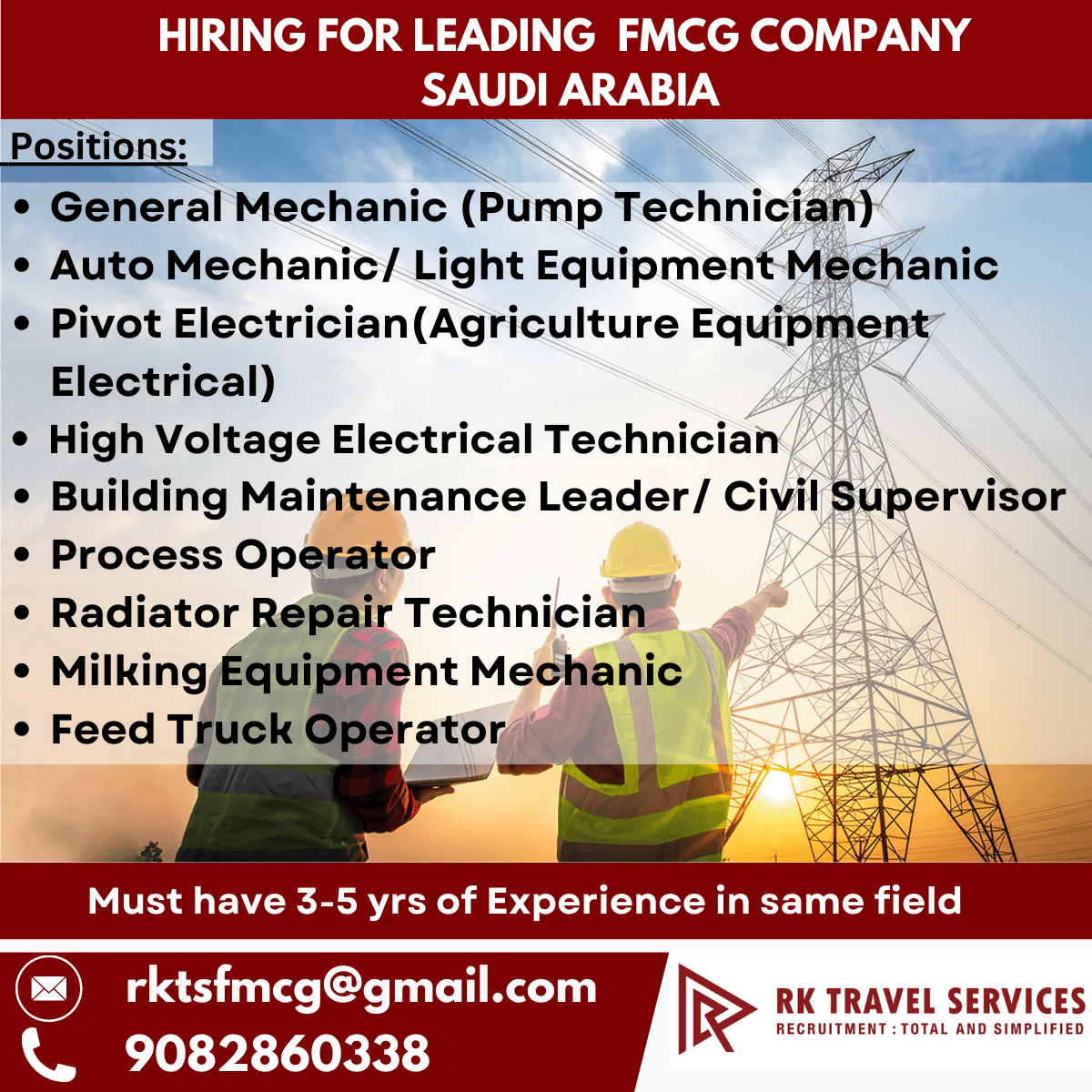 hiring for Leading  FMCG company  Saudi Arabia