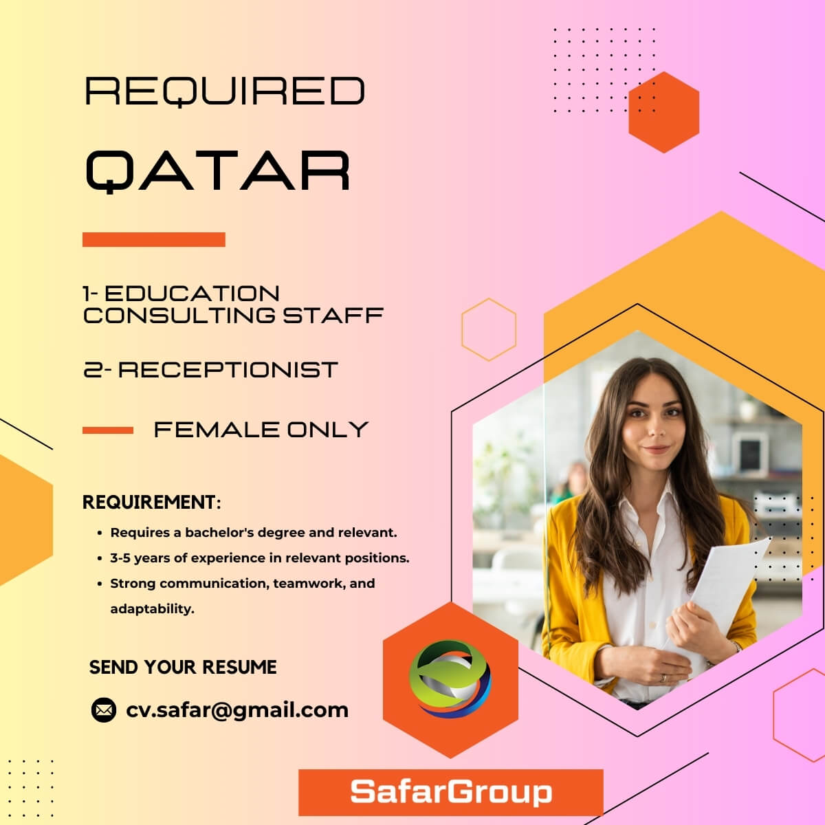 Receptionist- Female - Qatar