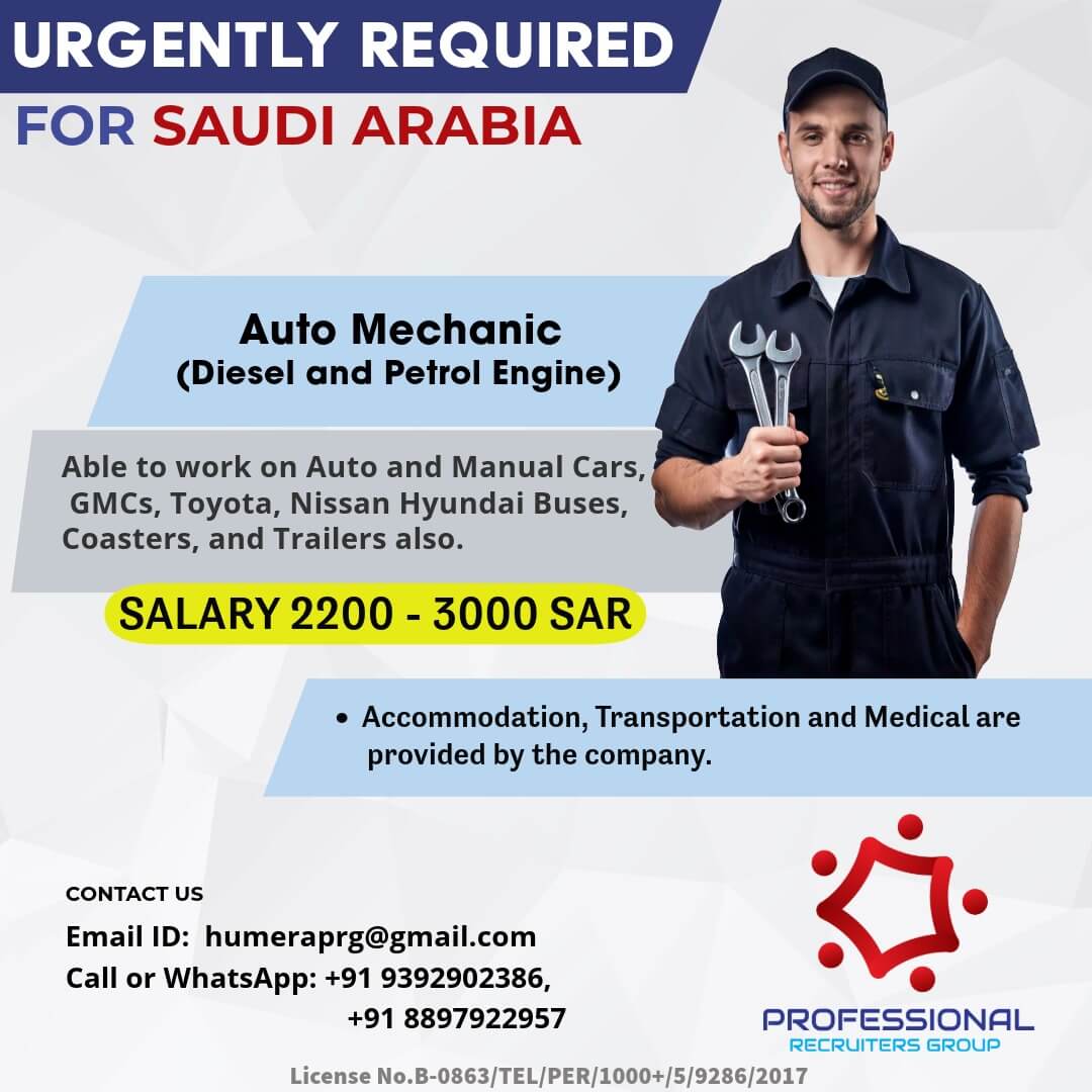 Urgently Hiring for Saudi Arabia