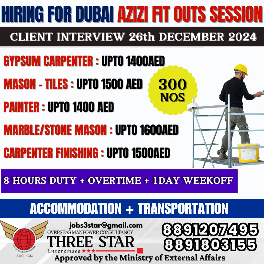 Urgent Hiring FOR DUBAI AZIZI FIT OUTS SESSION (300 Nos)