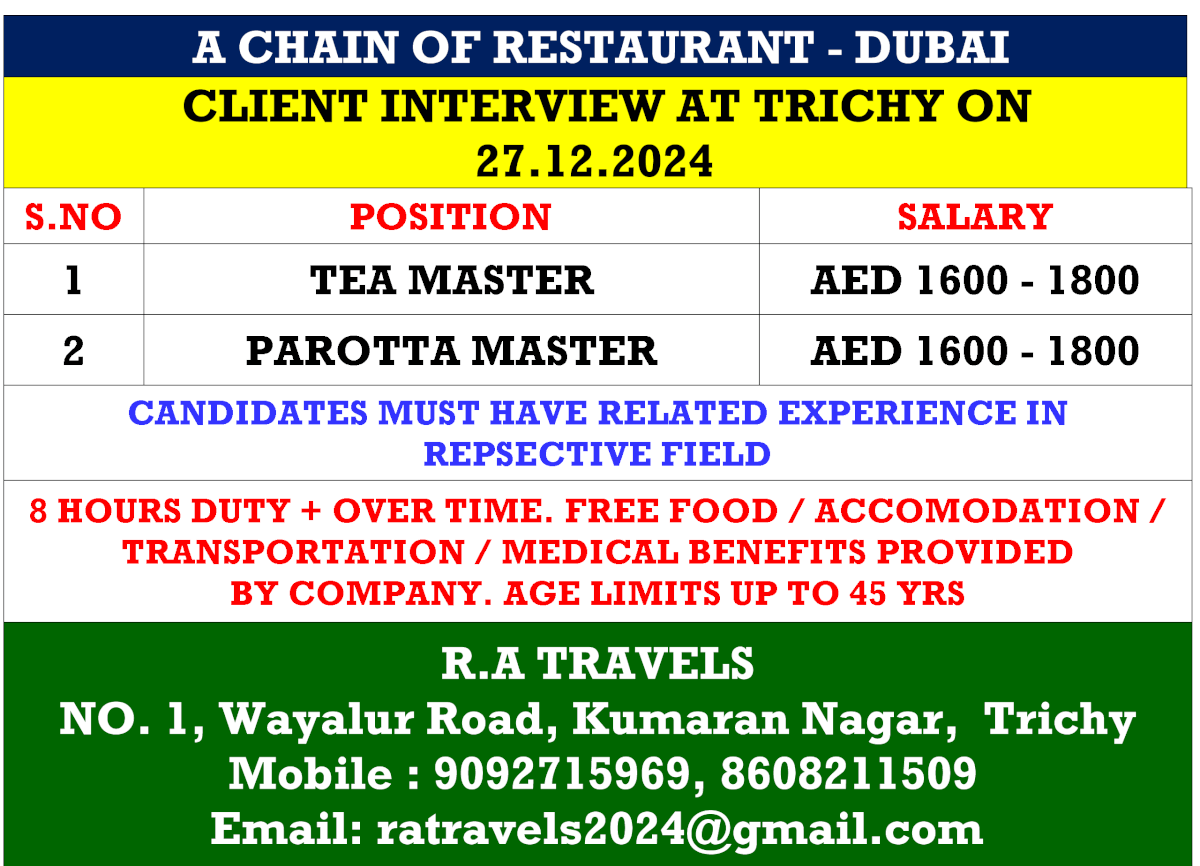 A CHAIN OF RESTAURANT - DUBAI