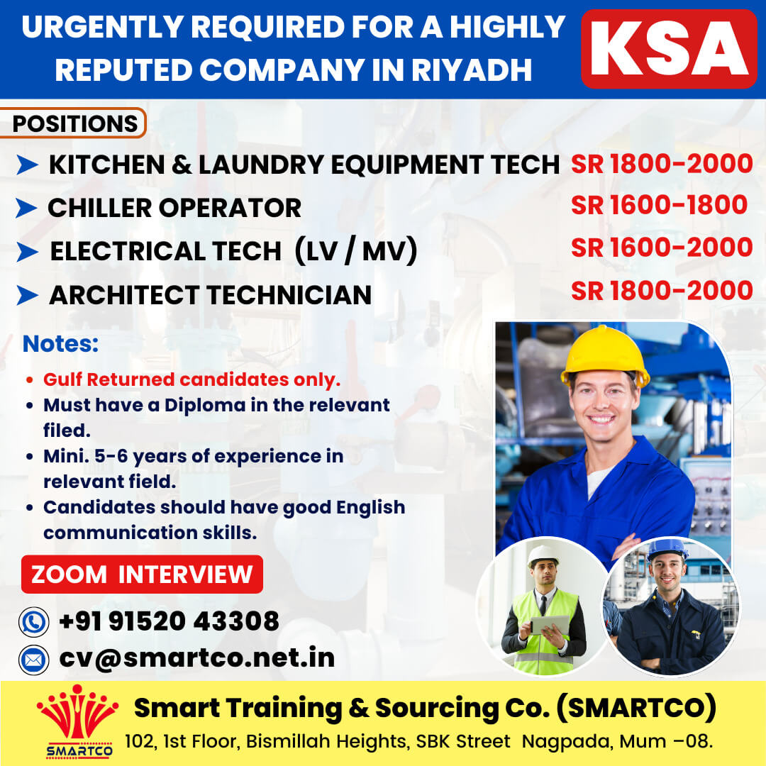 URGENTLY REQUIRED FOR A HIGHLY REPUTED COMPANY IN RIYADH