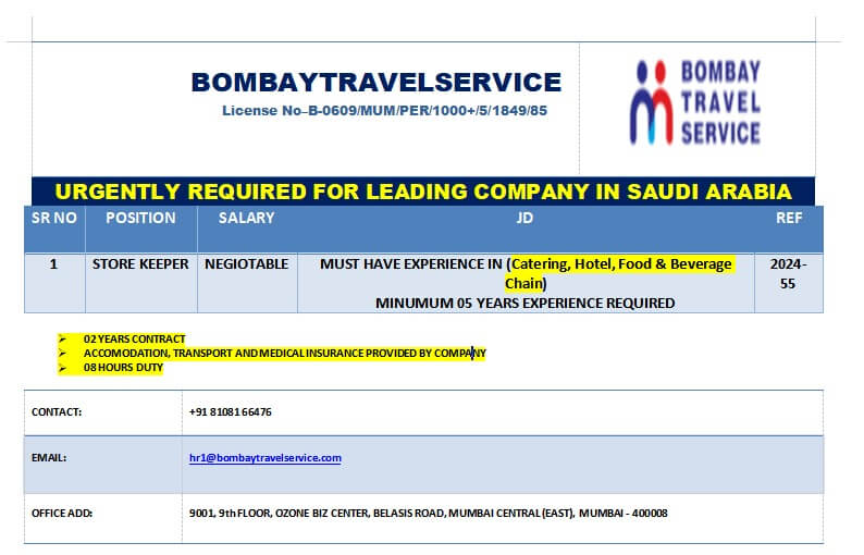 URGENTLY REQUIRED FOR A LEADING FACILITY MANAGEMENT COMPANY IN SAUDI ARABIA