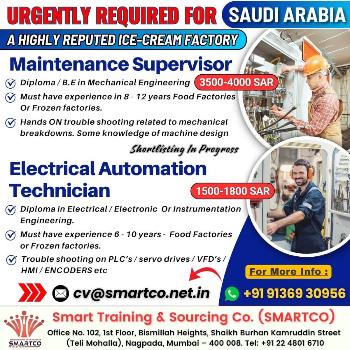 URGENTLY REQUIRED FOR SAUDI ARABIA