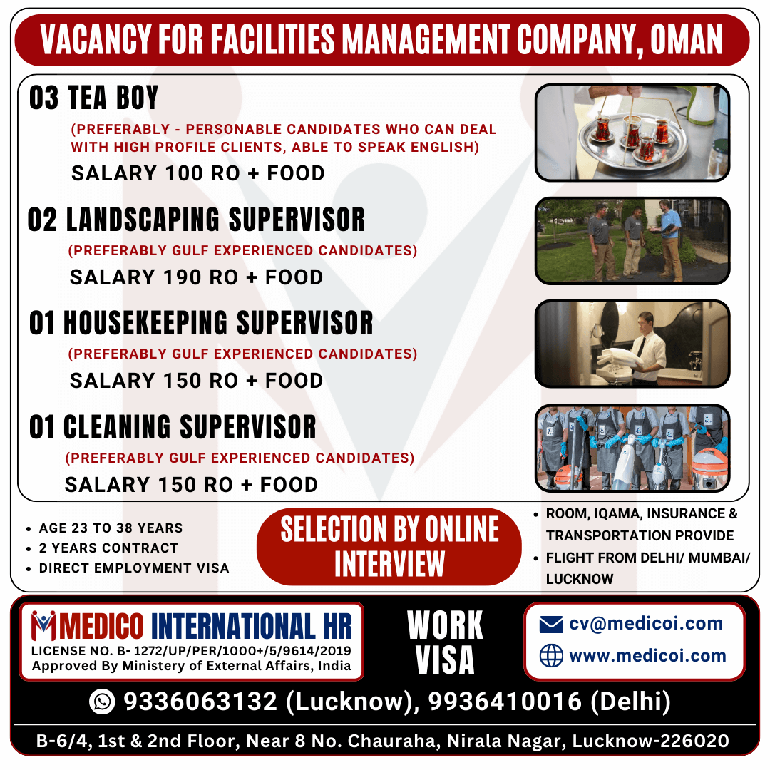 4 Urgent Vacancy for Oman