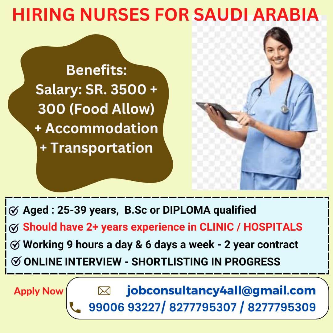 hiring NURSES for SAUDI ARABIA