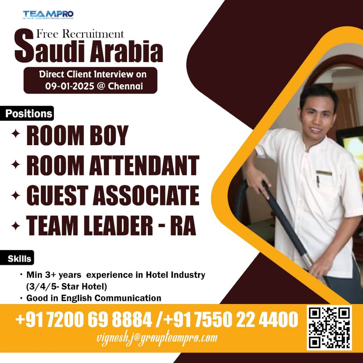 Free Recruitment For Saudi Arabia, Direct client interview @ chennai