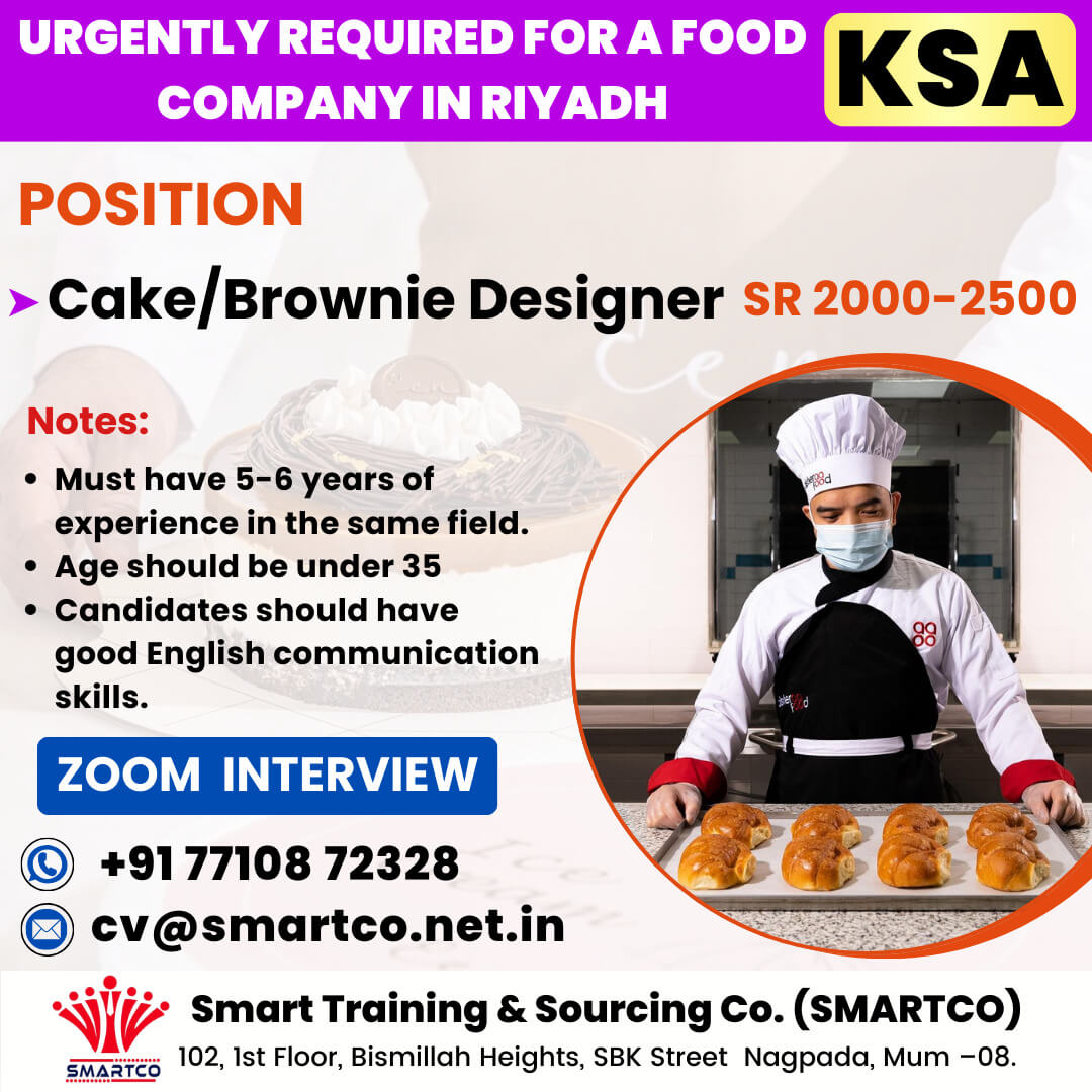 URGENTLY REQUIRED FOR A FOOD COMPANY IN RIYADH - KSA