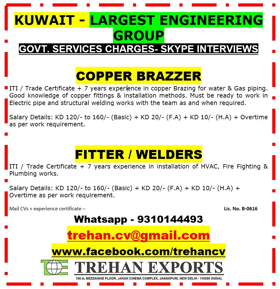 COPPER BRAZERS - FITTERS-WELDERS