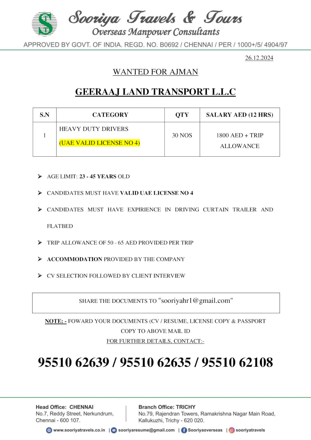 GEERAAJ LAND TRANSPORT L.L.C