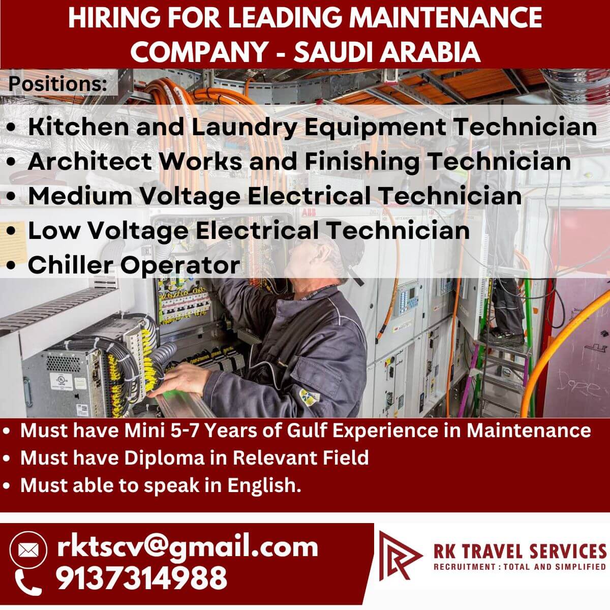 HIRING FOR LEADING MAINTENANCE COMPANY - SAUDI ARABIA