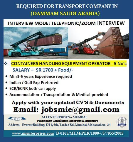 REQUIRED FOR TRANSPORT COMPANY IN        (DAMMAM SAUDI ARABIA)