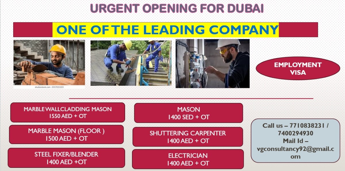 URGENTLY REQURED FOR LEADING COMPANY