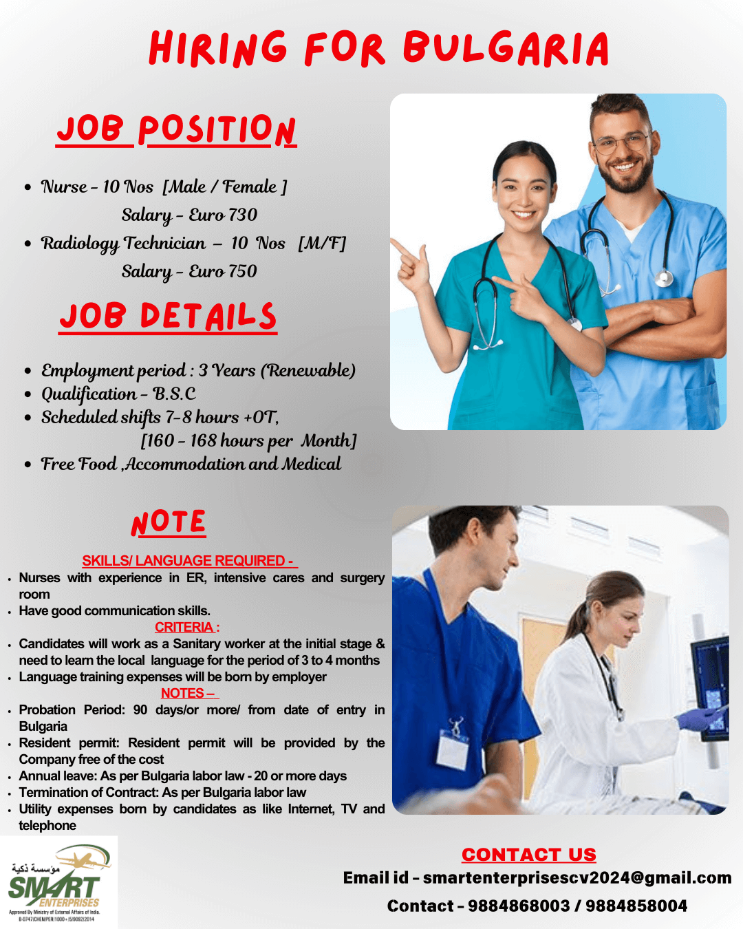 URGENT REQUIREMENT STAFF NURSES FOR EUROPE