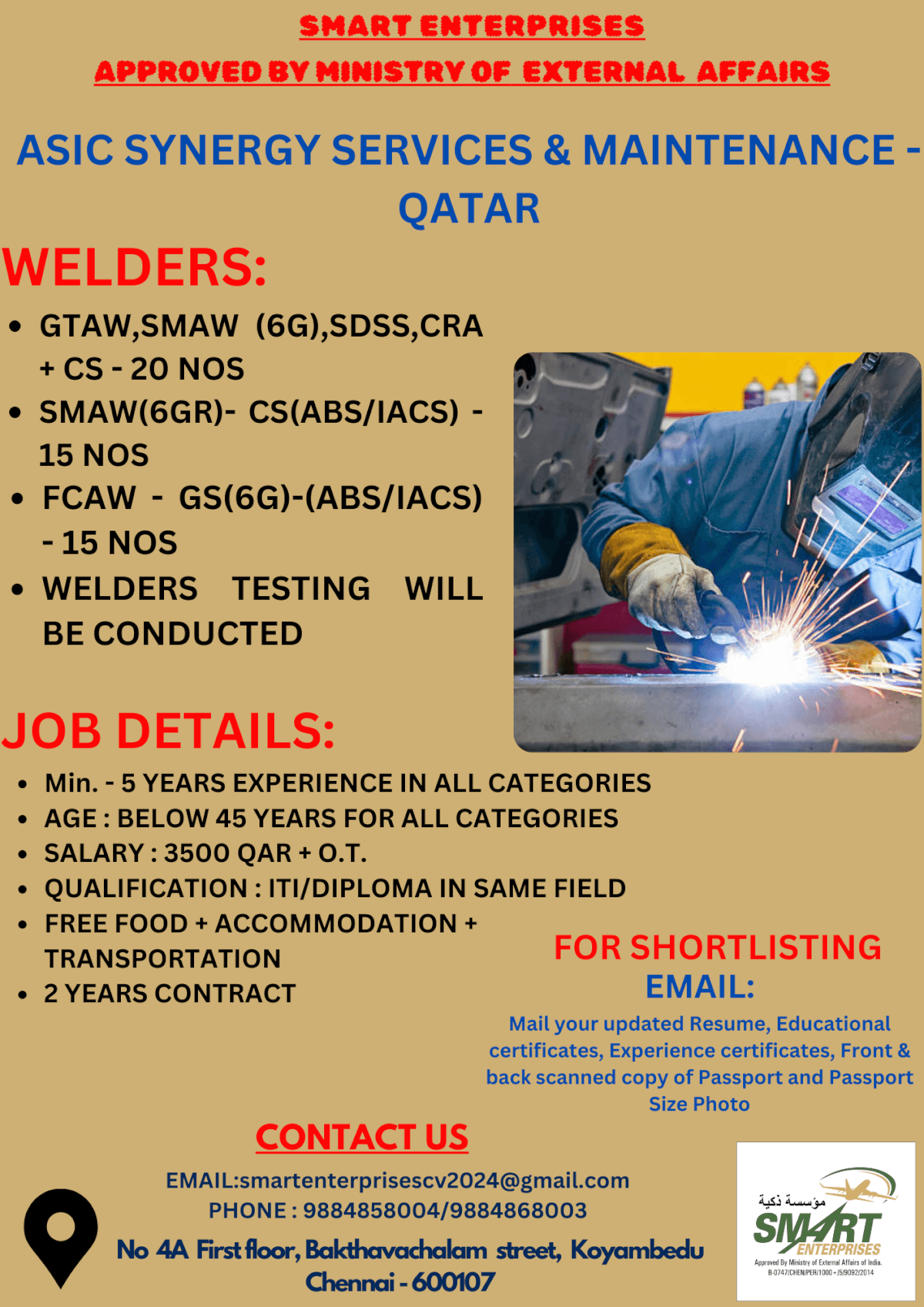 URGENT REQUIRMENT FOR QATAR