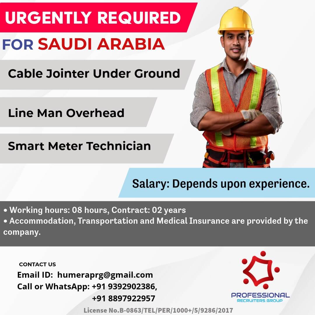 We are hiring Electrical professional for Saudi Arabia