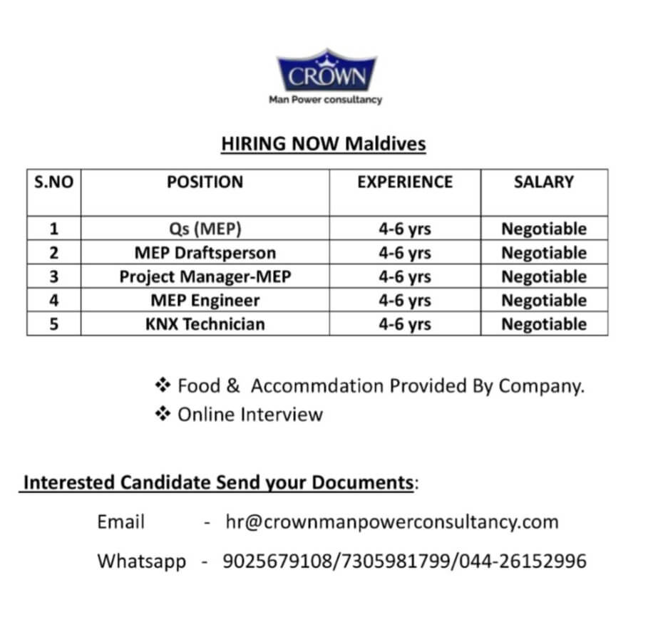 Hiring Now Maldives