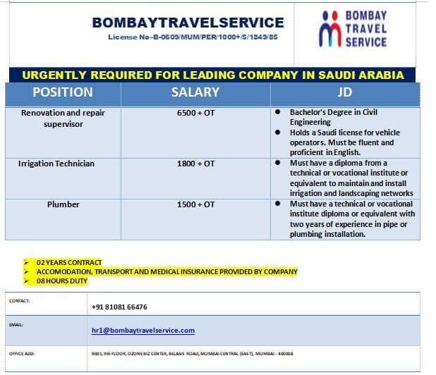 URGENTLY REQUIRED FOR A LEADING FACILITY MANAGEMENT COMPANY IN SAUDI ARABIA