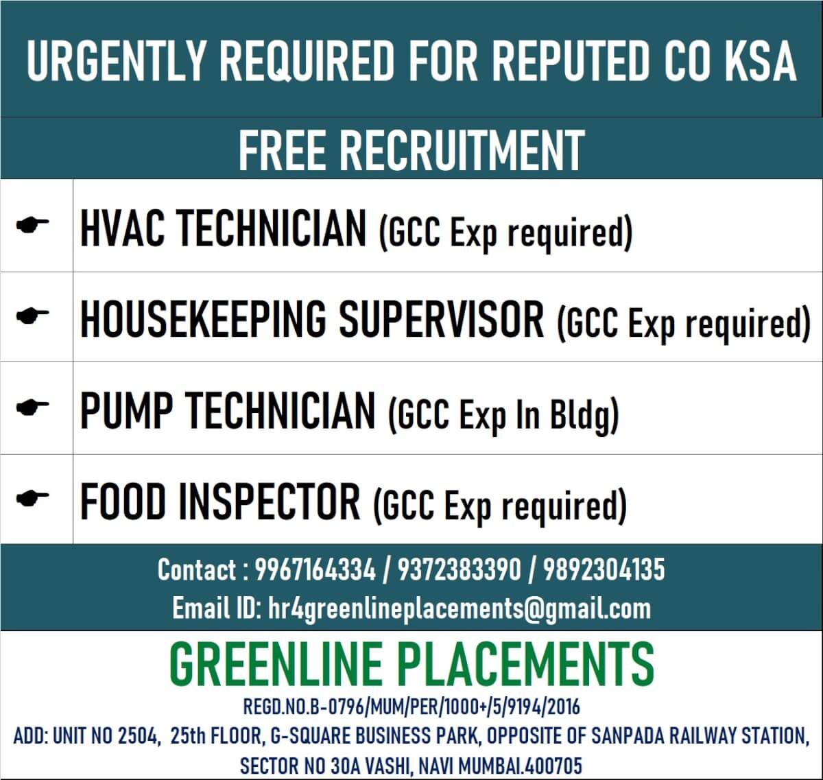 URGENTLY REQUIRED FOR REPUTED COMPANY KSA