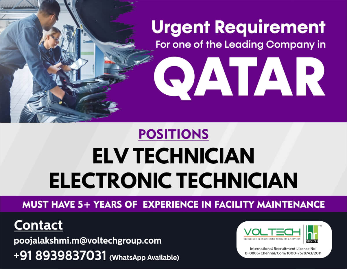 Urgent Recruitment for one of the leading company in Qatar