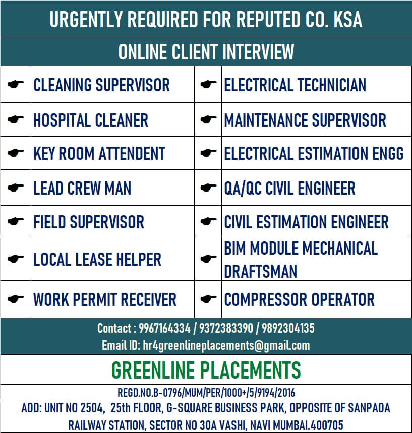 URGENTLY REQUIRED FOR REPUTED COMPANY KSA