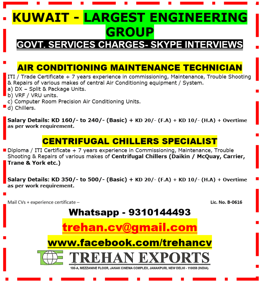 AC TECHNICIANS - CHILLER TECHNICIANS