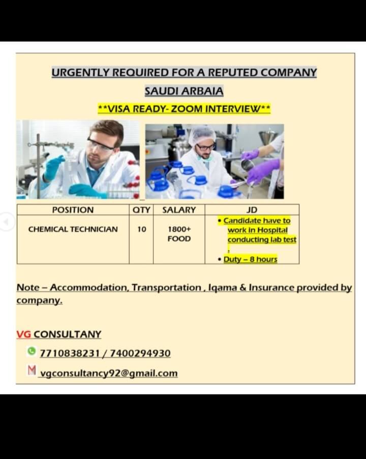 URGENT REQUIREMENT FOR SAUDI ARABIA