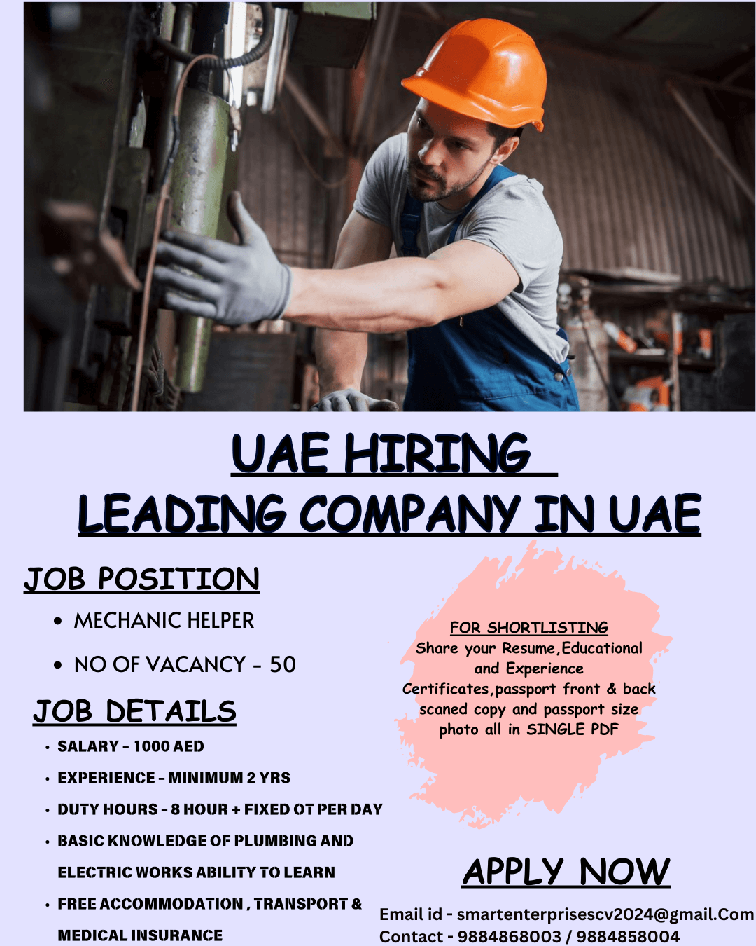 URGENT REQUIREMENT FOR UAE