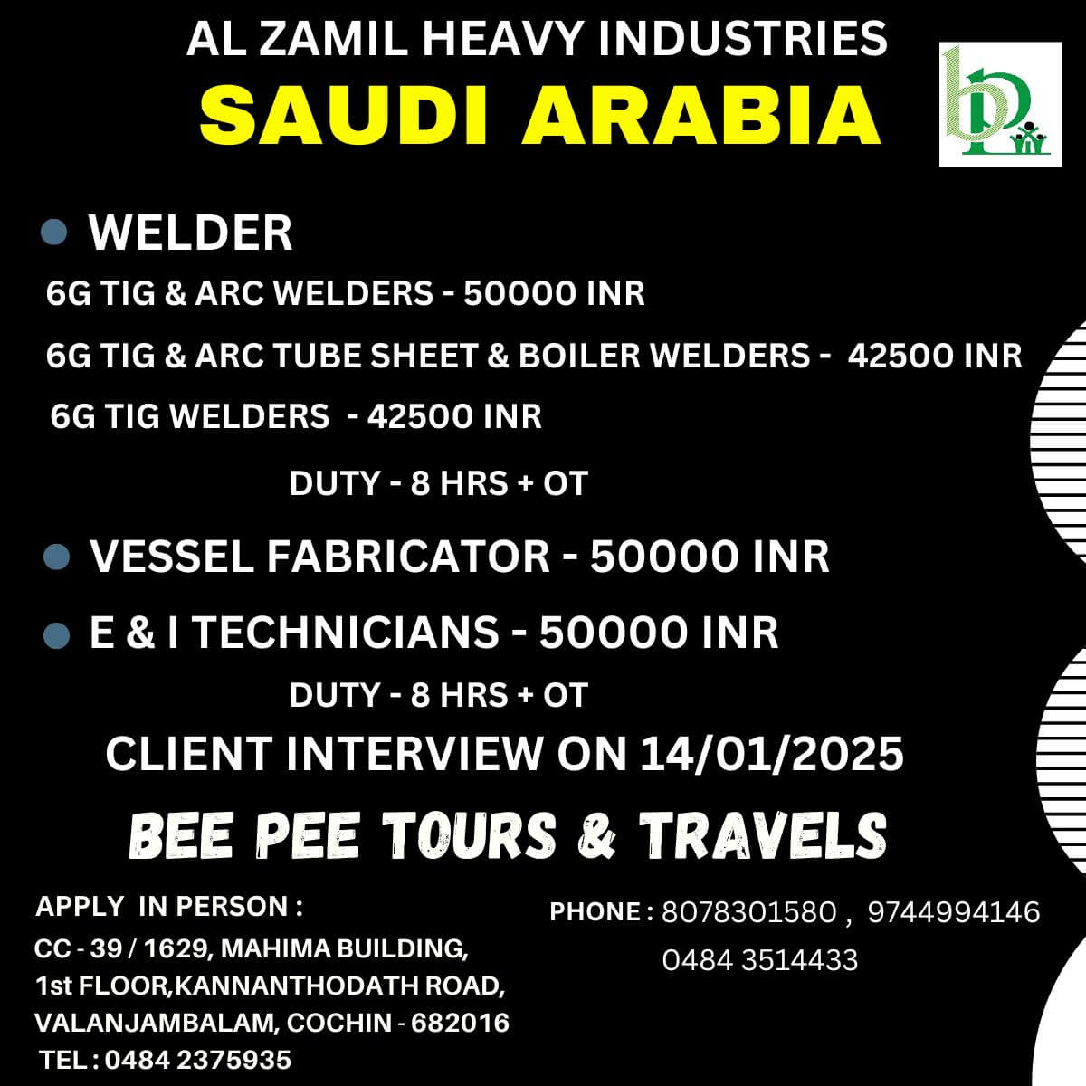 WELDER - 6G TIG & ARC WELDERS, 6G TIG & ARC TUBE SHEET & BOILER WELDERS,6G TIG WELDERS, VESSEL FABRICATOR, E & I TECHNICIANS