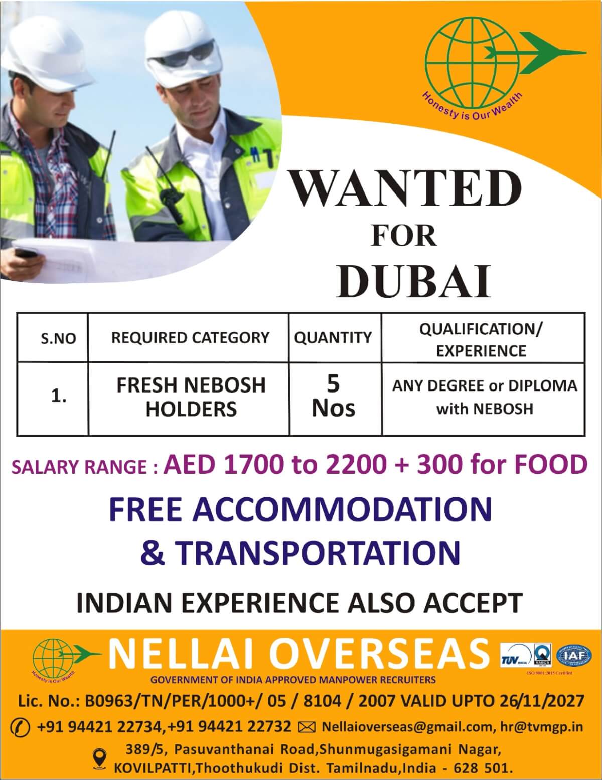 WANTED FOR DUBAI