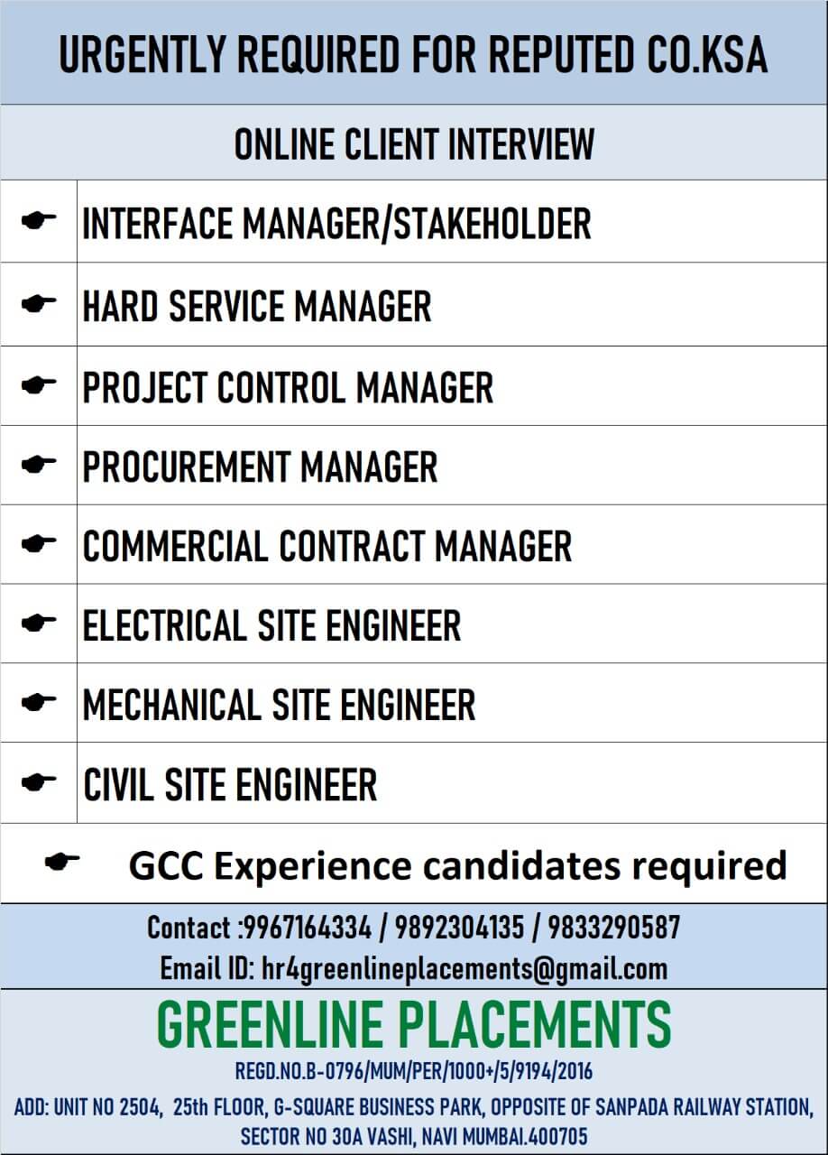 URGENTLY REQUIRED FOR REPUTED CO.KSA