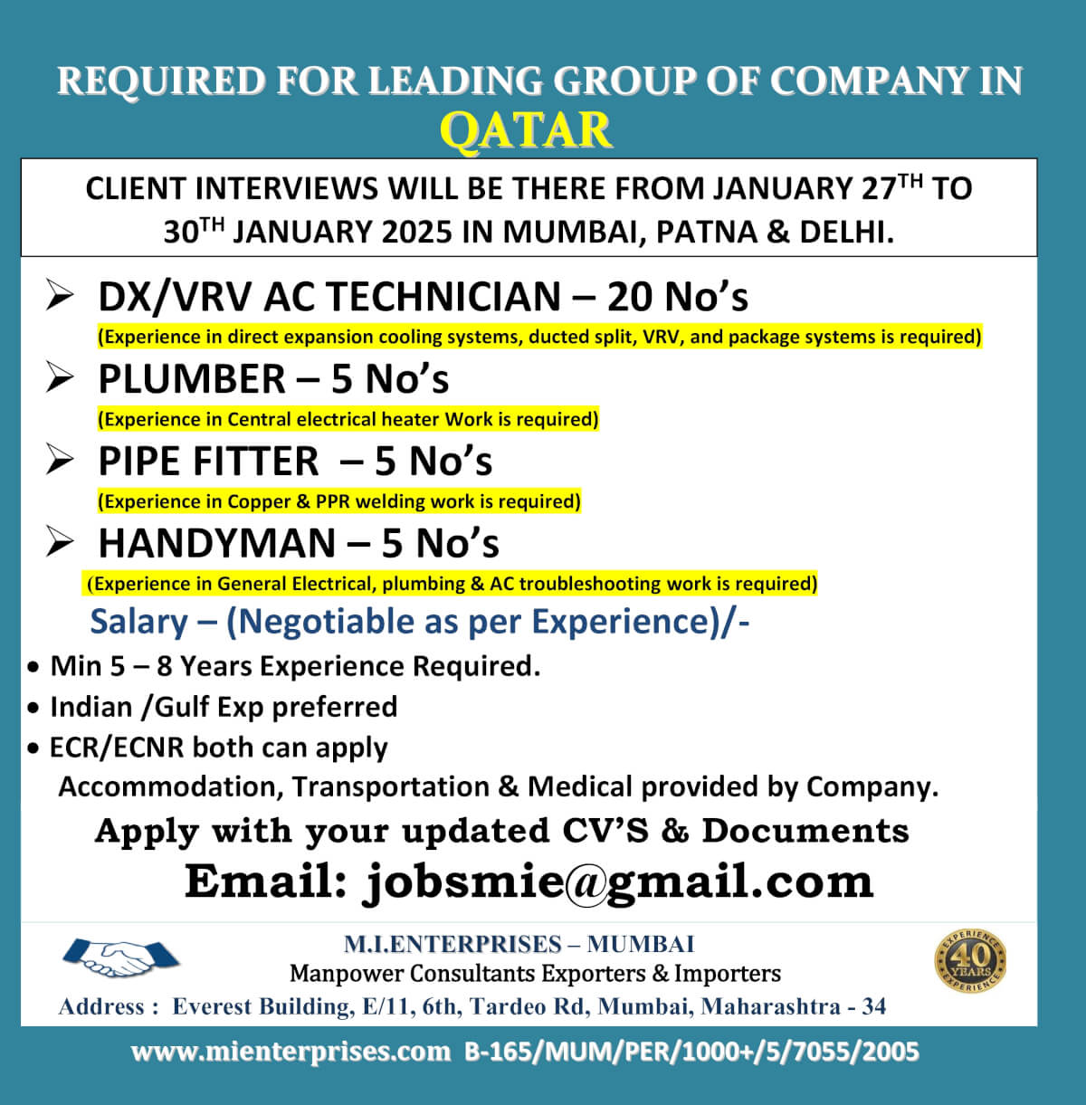 REQUIRED FOR LEADING GROUP OF COMPANY IN QATAR