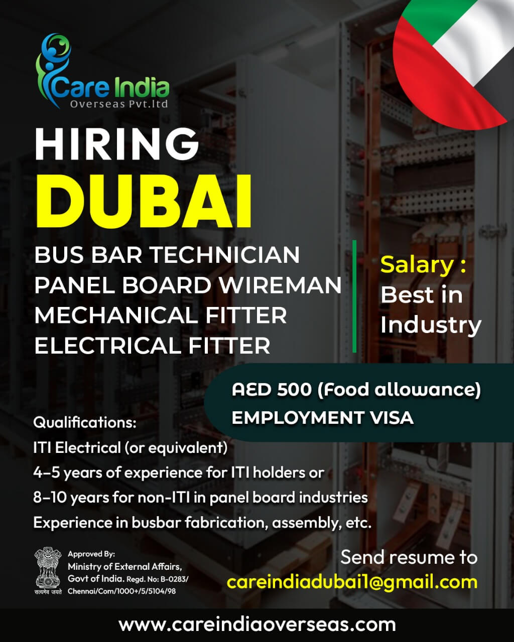 REQUIREMENTS FOR DUBAI - DIRECT CLIENT INTERVIEW ON 10.01.2025 AT OUR OFFICE