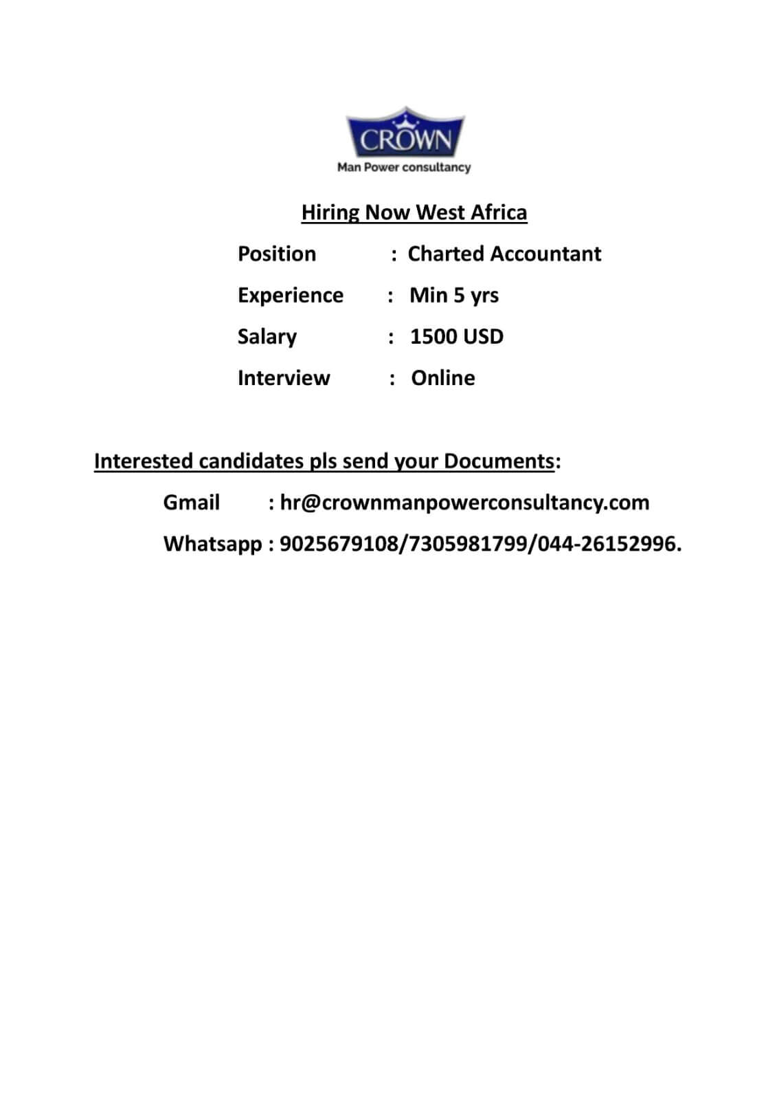 Hiring Now west Africa