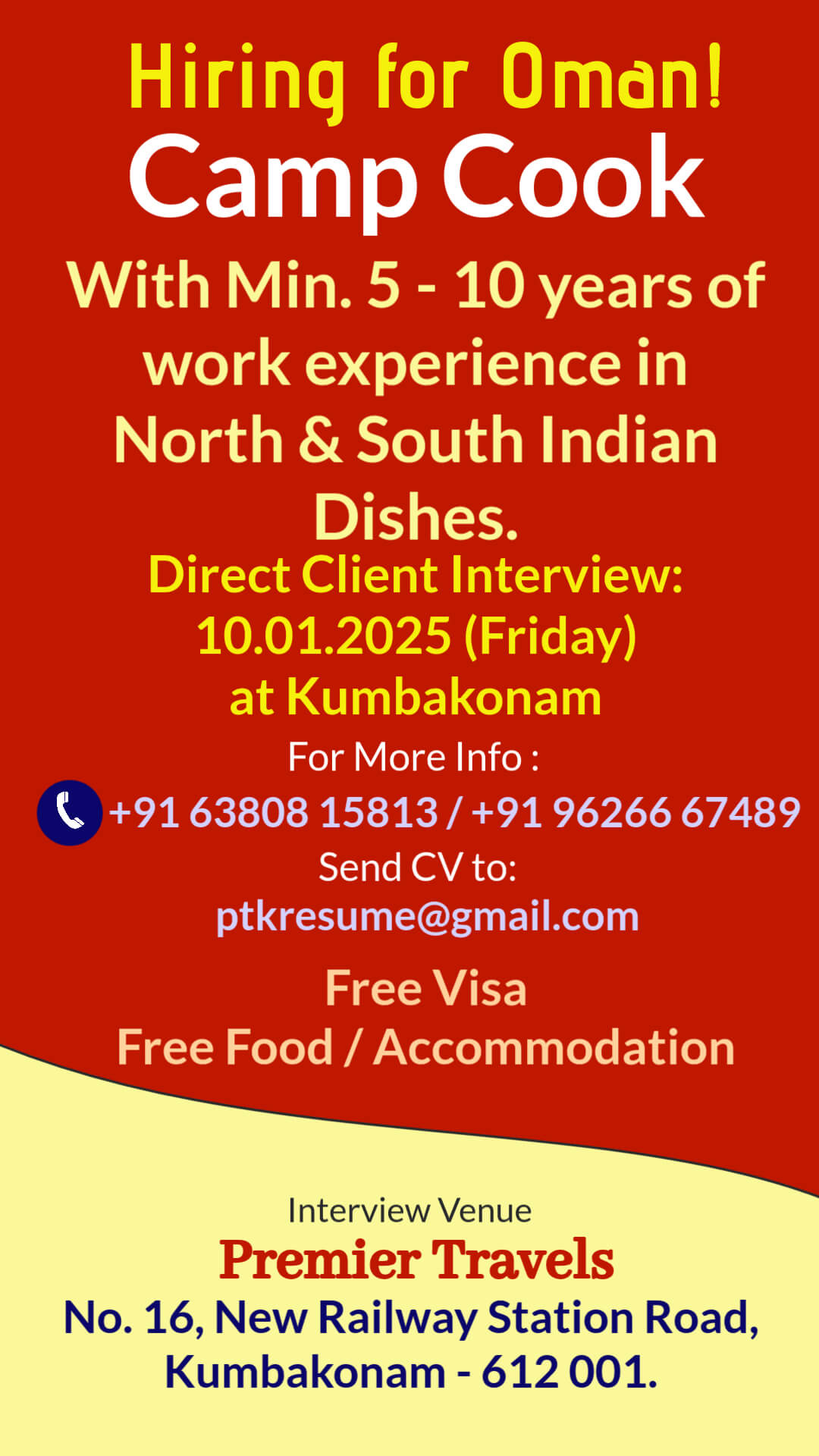 Client Interview on 10.01.2025 (Friday) at Kumbakonam