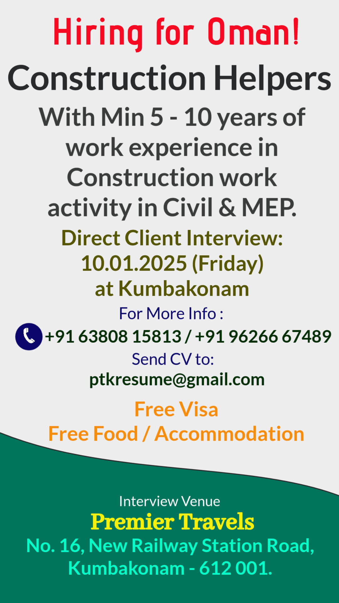 Client Interview on 10.01.2025 (Friday) at Kumbakonam