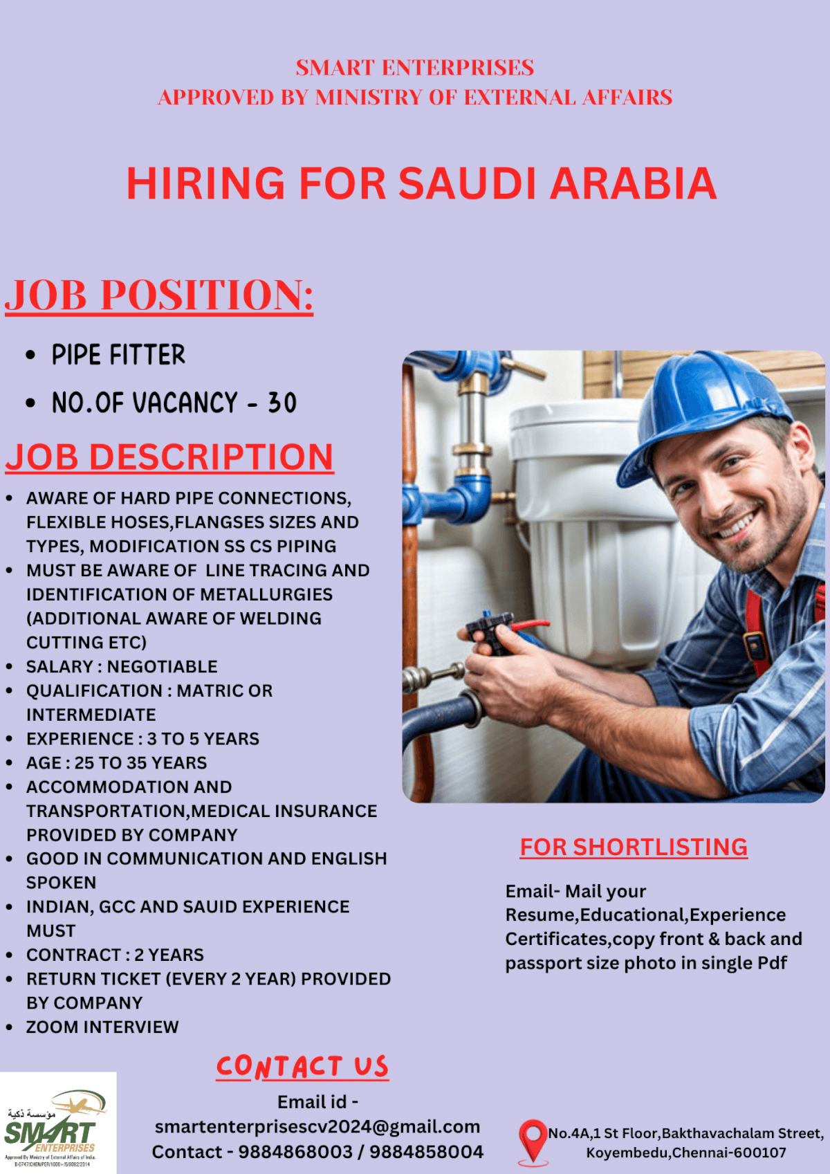 URGENT REQUIREMENT FOR SAUDI ARABIA