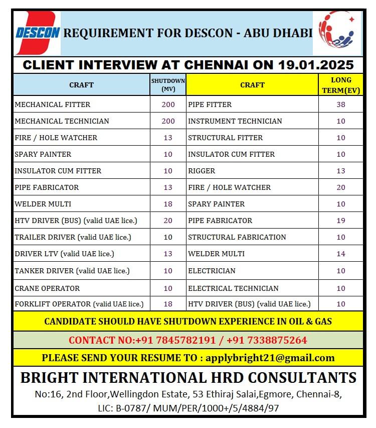 DESCON ENGINEERING REQUIREMENTS FOR HABSHAN PLANT