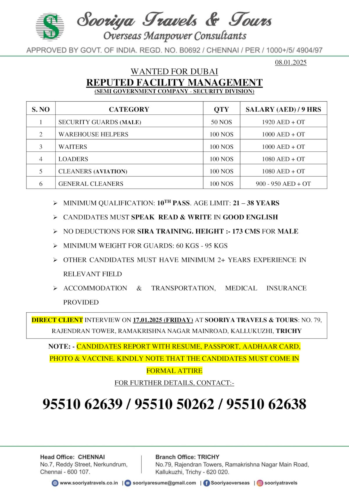 WANTED FOR DUBAI REPUTED FACILITY MANAGEMENT (SEMI GOVERNMENT COMPANY - SECURITY DIVISION)