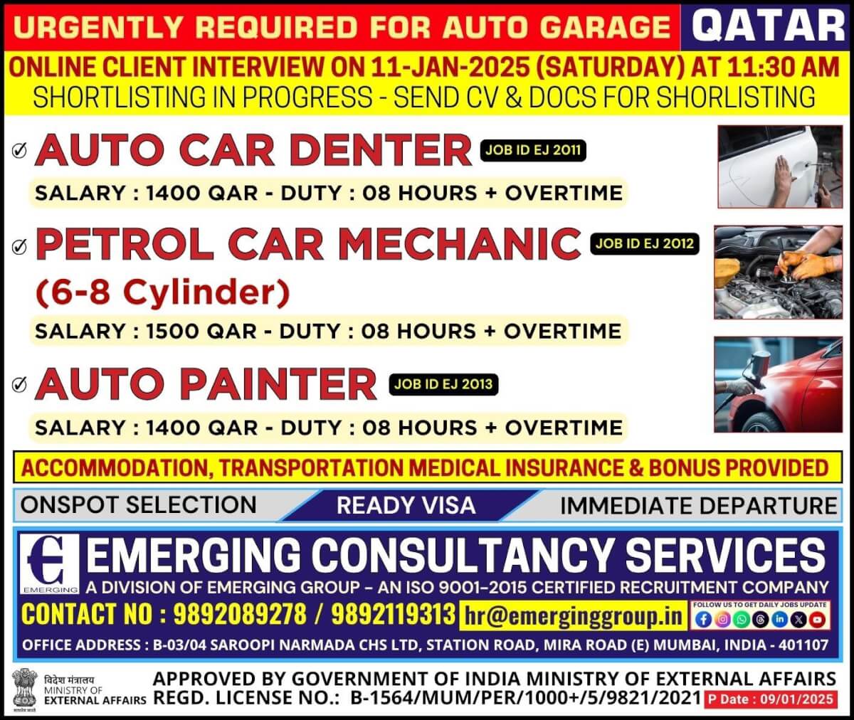 Online Client Interview on 11 JAN 2025 (Saturday) at 11:30 AM for Auto Garage in QATAR