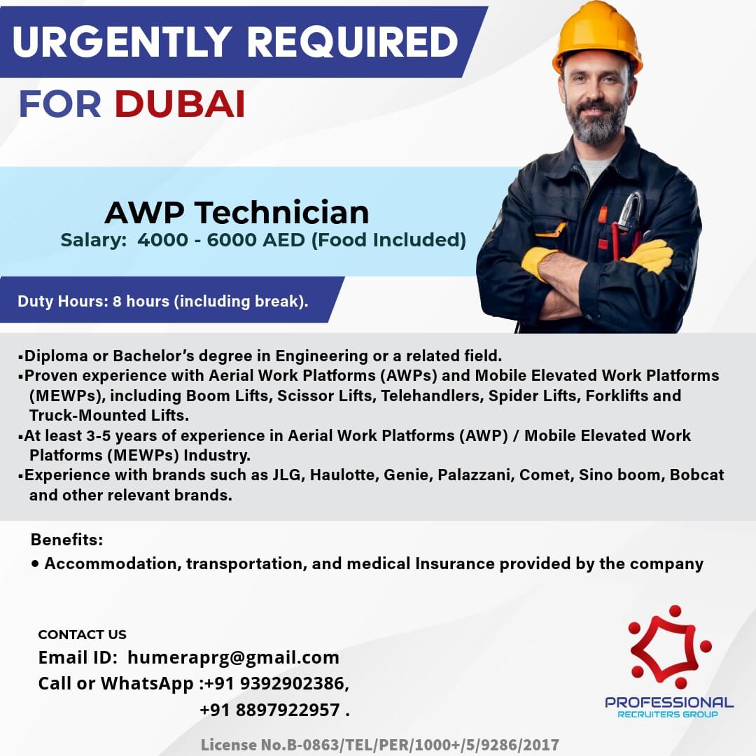 Urgently Hiring AWP Technician for Dubai