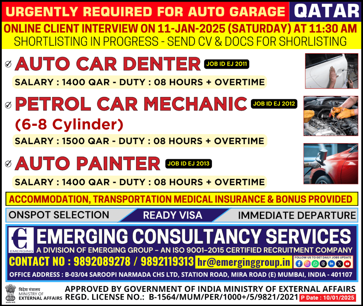 Online Client Interview on 11 JAN 2025 (Saturday) at 11:30 AM for Auto Garage in QATAR