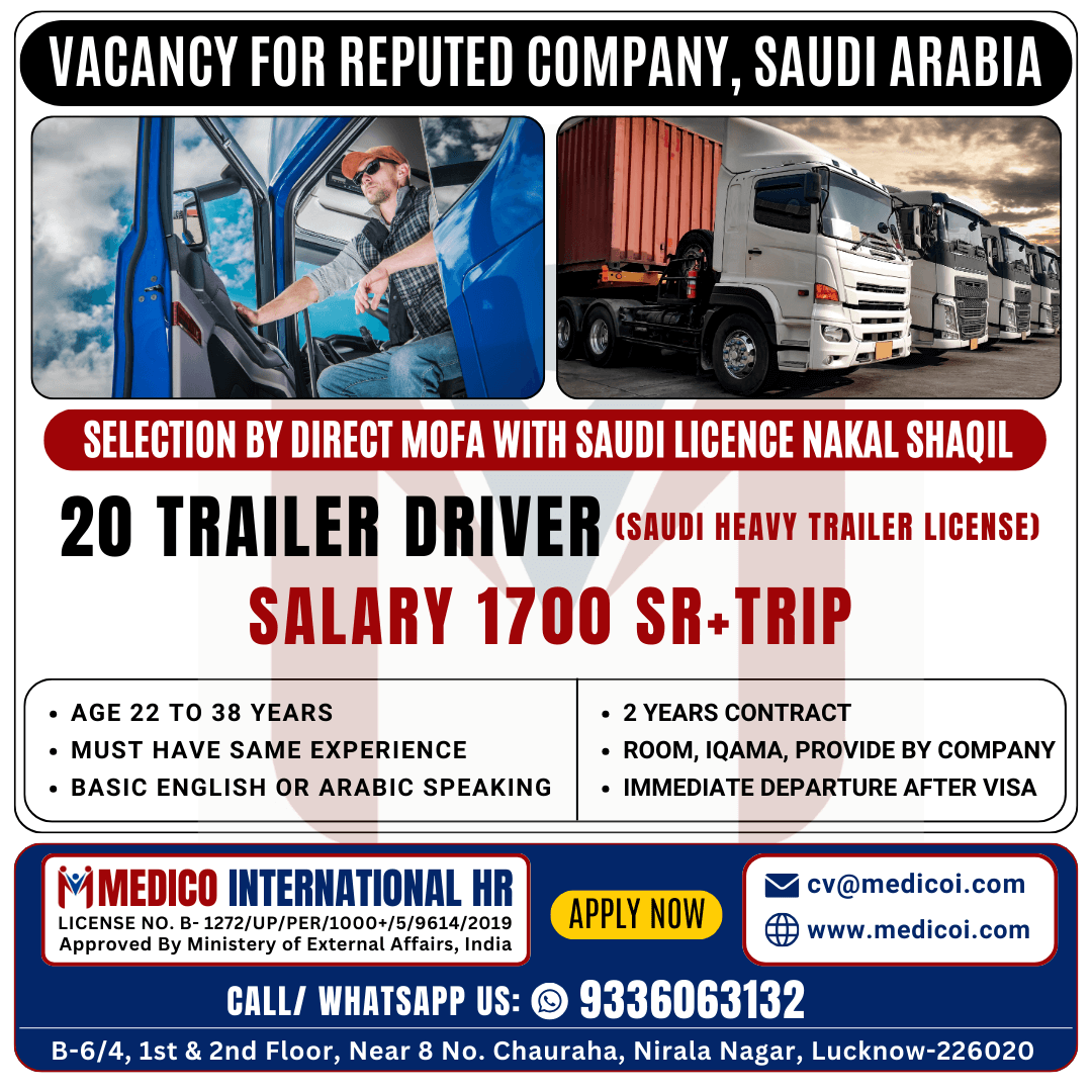 20 TRAILER DRIVER - SAUDI HEAVY TRAILER LICENSE