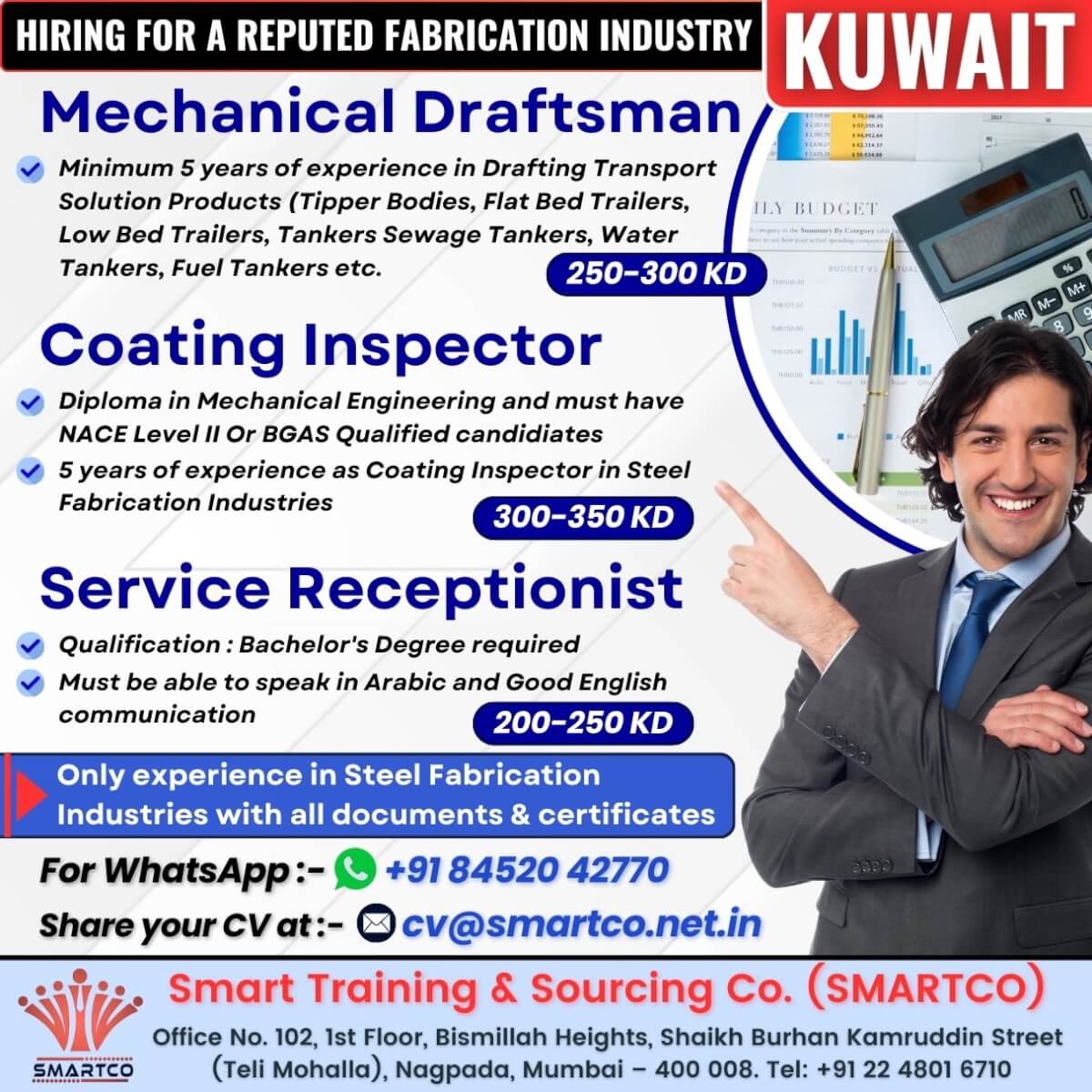 HIRING FOR A REPUTED FABRICATION INDUSTRY - KUWAIT